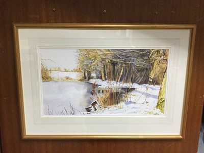 Lot 333 - Heather A. MacKinley watercolour study of a snowy pond, mounted in glazed frame