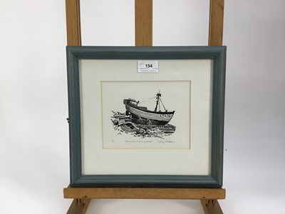 Lot 154 - Penny Berry Paterson (1941-2021) three linocut prints and a watercolour in glazed frames