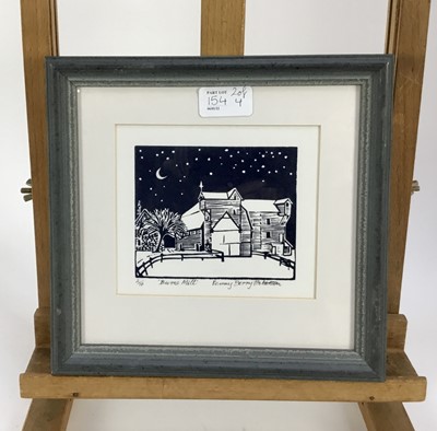 Lot 154 - Penny Berry Paterson (1941-2021) three linocut prints and a watercolour in glazed frames