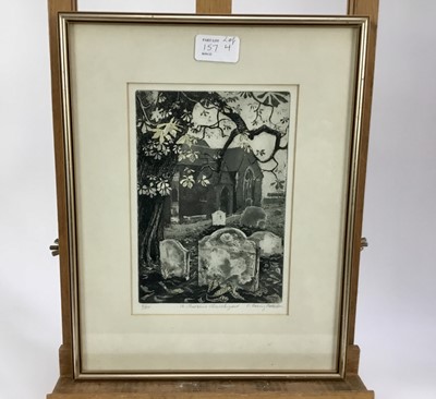 Lot 157 - Penny Berry Paterson (1941-2021) four prints - Provada, dedicated 'For Mum' and signed, 16cm x 9.5cm in glazed frame; St. Martin's Churchyard, signed and numbered 6/50, 15cm x 22cm, in glazed frame