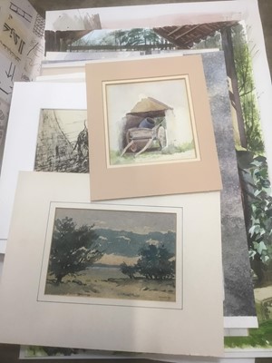 Lot 142 - Group of unframed paintings and drawings.