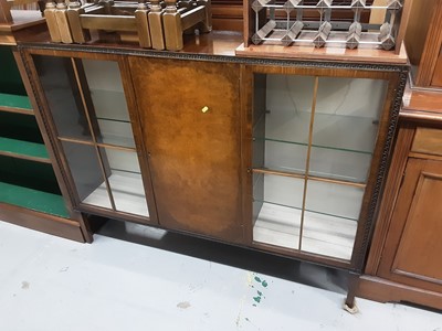 Lot 877 - Early 20th century walnut veneered display cabinet, 137cm wide, 31.5cm deep, 107cm high