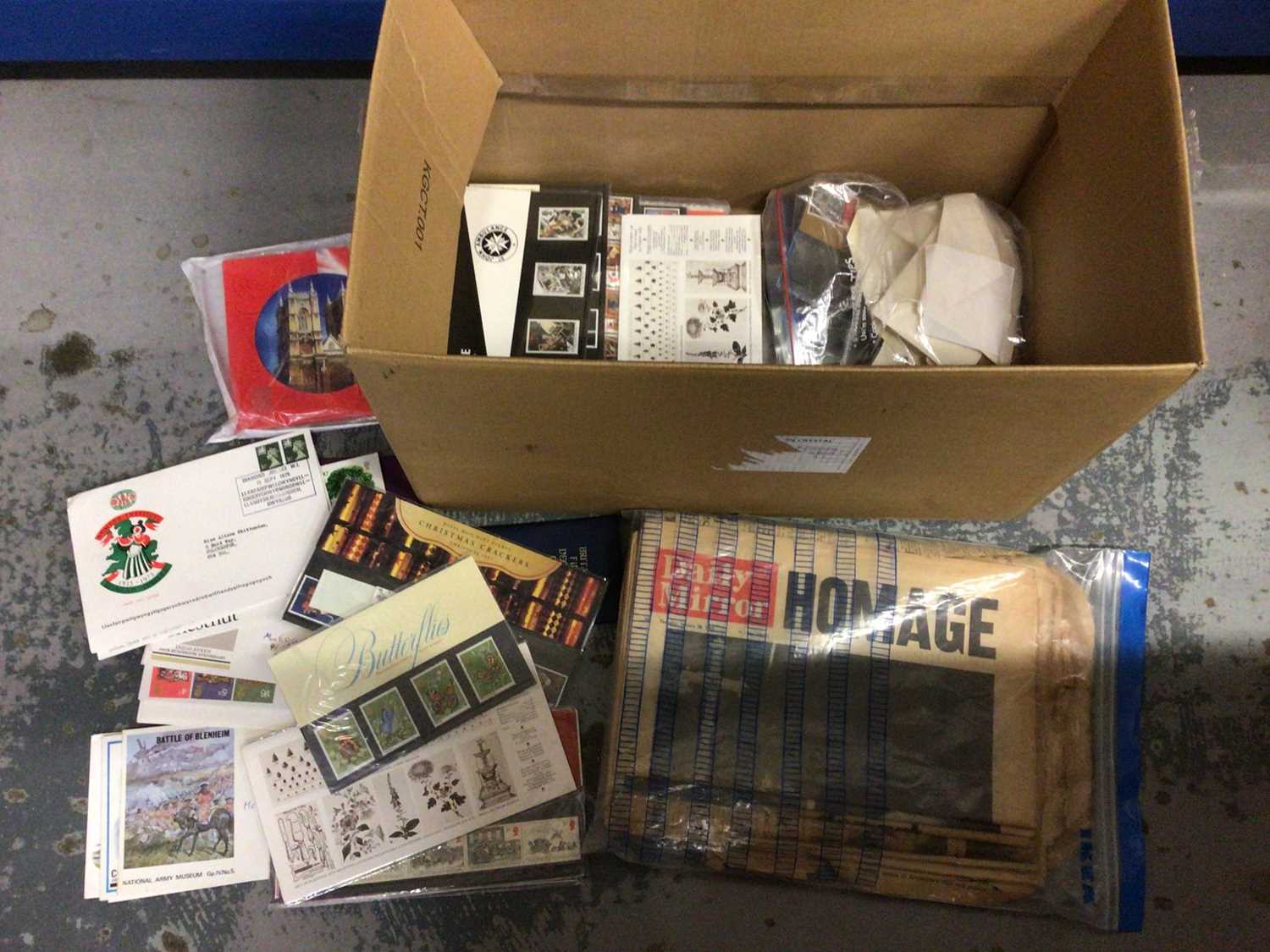 Lot 72 - Stamps - 1st Day Covers and three coin sets (flatpacks) plus c1950-60 Newspapers