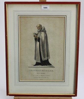 Lot 339 - Jacques Charles Bar - seven late 18th century framed French hand-coloured aquatints, depicting various members of the clergy