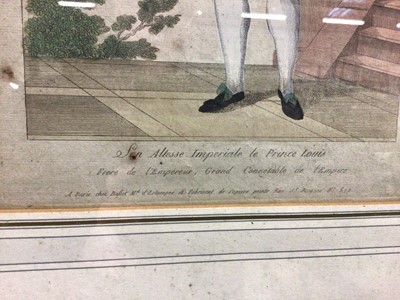Lot 40 - Three framed hand-coloured prints of dignitaries of the Napoleonic Empire, including two of Napoleon's brothers