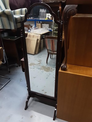 Lot 888 - Mahogany framed cheval mirror, 148.5cm high