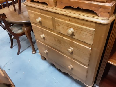 Lot 895 - Victorian style pine chest of two short and two long drawers on turned feet, 102cm wide, 47cm deep, 104cm high