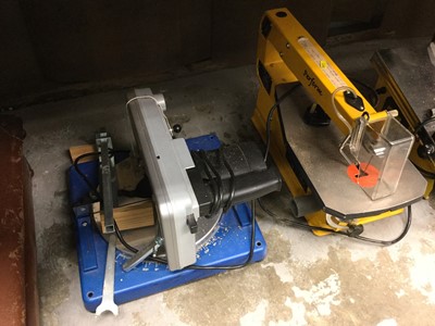Lot 312 - Group of power tools to include a scroll saw and a tile saw (3 items)