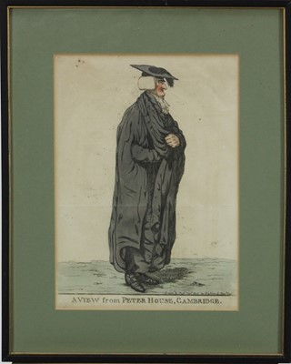 Lot 1061 - Charles Dighton, eight hand-coloured etchings of Oxford and Cambridge dons, each framed and glazed