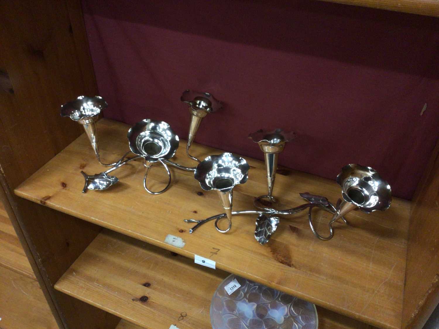 Lot 129 - Pair of Edwardian silver-plated epergnes