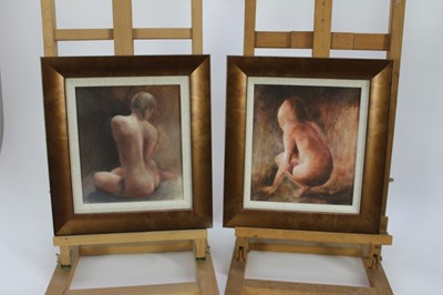 Lot 1107 - Molly Garnier (Contemporary) pair of oils on board nudes- “Seconds”and “Touch”