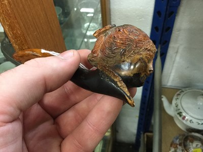 Lot 201 - Victorian cased meerschaum pipe with amber mouthpiece, the bowl carved in the form of a woman's face