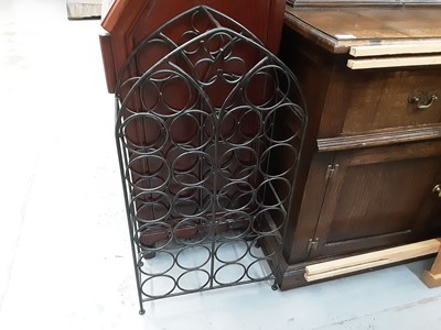 Lot 980 - Wine rack holding 26 bottles and a pine headboard (2)