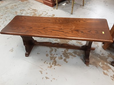 Lot 985 - Oak refectory style coffee table, 107cm wide, 35cm deep, 41cm high