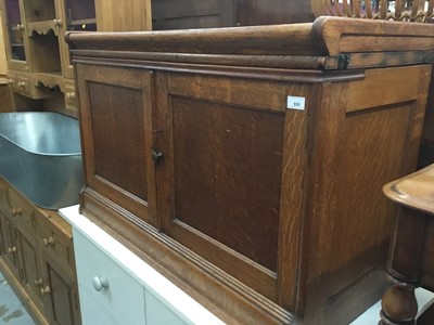 Lot 930 - Edwardian Oak Cupboard with two panelled doors 105 cm wide, 68 cm high, 47 cm deep