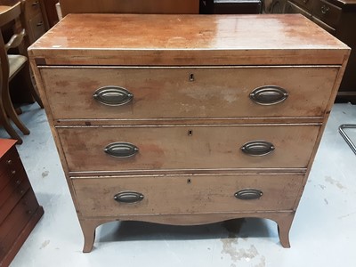 Lot 987 - Georgian mahogany chest of three long graduated drawers, 91cm wide, 41cm deep, 94cm high