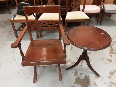 Lot 837 - Mahogany occasional table with circular top and an elbow chair