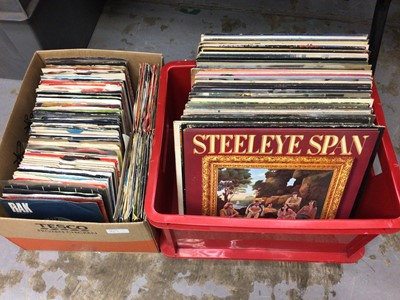 Lot 407 - LP records - over 60 including Yes, Van Morrison, Steeleye Span, Joe Cocker, Stones, Jeff Beck, Ry Cooder, Springsteen etc, together with box of mixed single records (2 boxes)