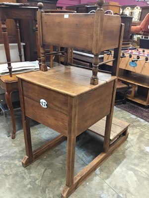 Lot 934 - Victorian pine portable auctioneers rostrum with two drawers, step and two wheels to base