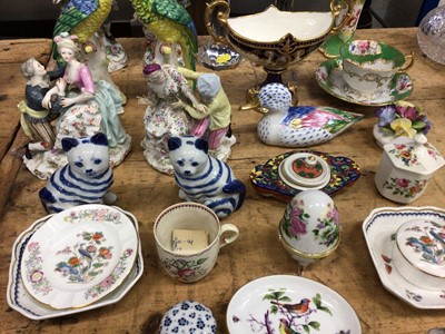 Lot 15 - Quantity of English and continental ceramics, including Herend, Dresden, etc