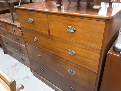 Lot 990 - Victorian mahogany chest of two short and three long graduated drawers, 121cm wide, 58cm deep, 123.5cm high