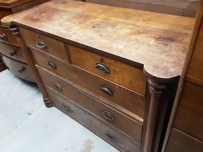 Lot 992 - Antique oak chest of two short and three long graduated drawers 127cm wide, 55.5cm deep, 94cm high